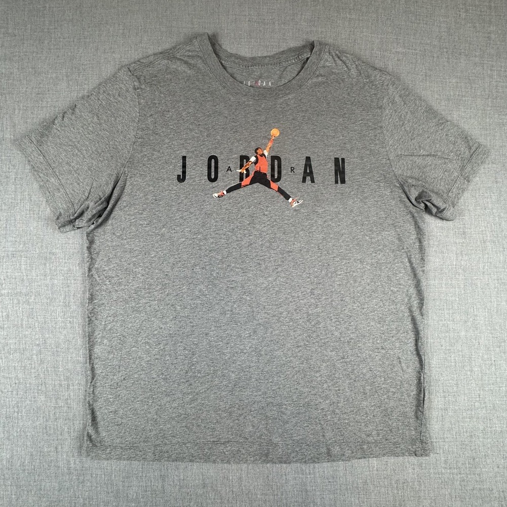Jordan Shirt Mens XL Gray Jumpman Dunk Graphic Basketball Tee BQ6736-091 NBA - Picture 1 of 9